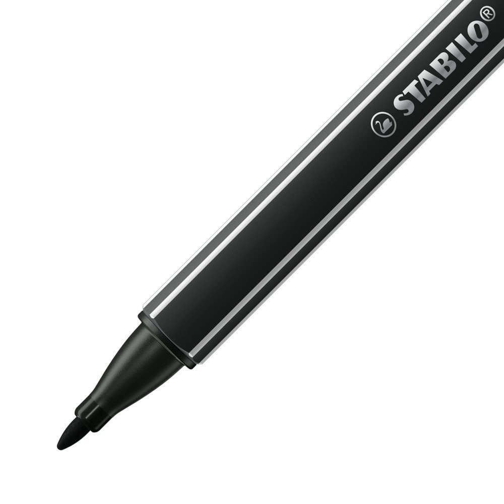 STABILO pointMax Fineliner 0,8 mm Nero - Punta in Nylon, Resistente fino a 24h senza Cappuccio, Formato Tascabile con Clip