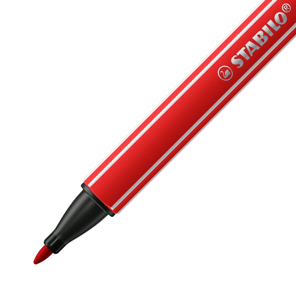 Stabilo Fineliner pointMax 0.8 mm Carminio - Pennarello con Punta in Nylon, Inchiostro Inodore, Dura 24 Ore Senza Cappuccio, Formato Tascabile, Con Clip - Conf. 10 Pezzi