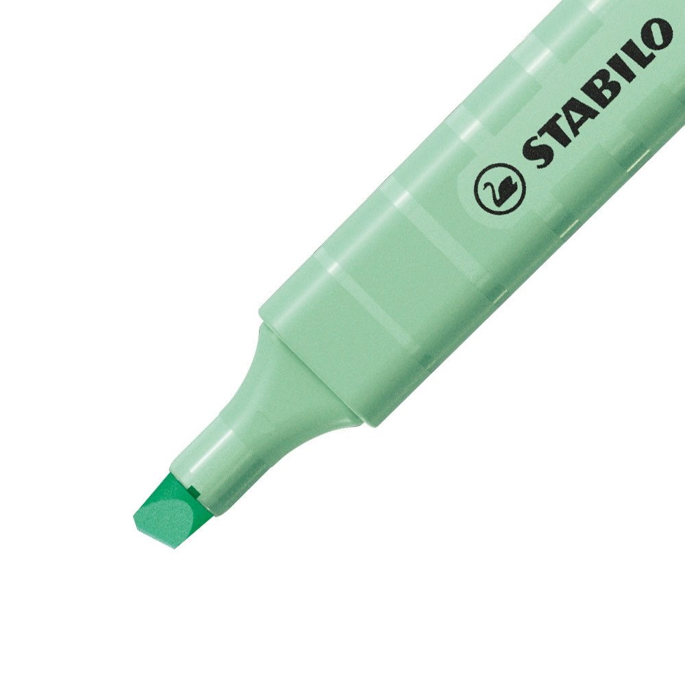 STABILO Swing Cool Pastel Evidenziatore Verde Menta - Punta Smussata 1-4 mm, Fusto Trasparente, Tecnologia Anti-Dry-Out