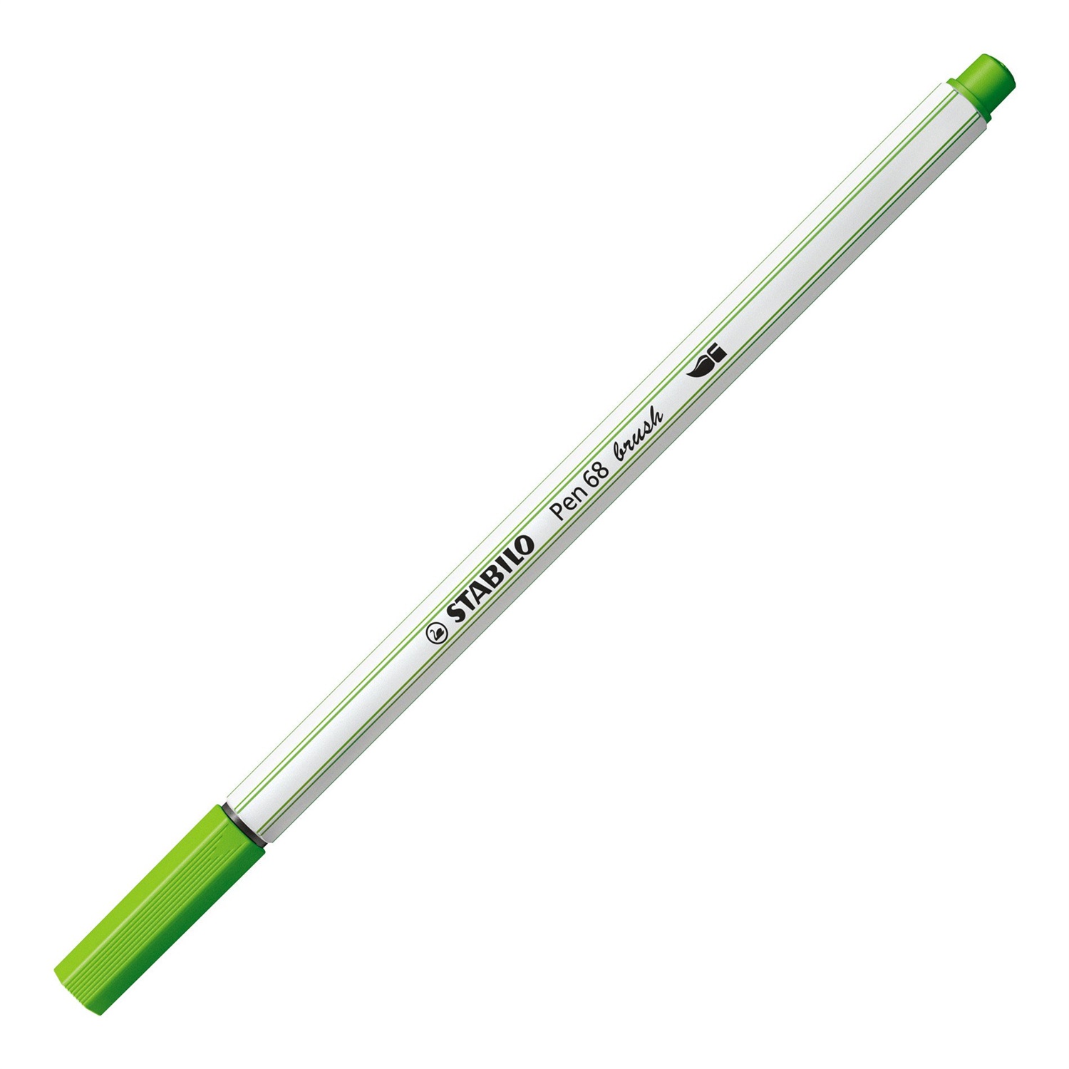 STABILO Pen 68 brush - Pennarello Verde chiaro con punta a pennello M 1 mm per hand lettering e acquarello - 1 pz