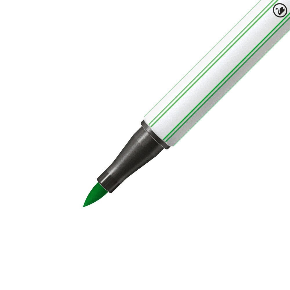 STABILO Pen 68 brush - Pennarello Verde chiaro con punta a pennello M 1 mm per hand lettering e acquarello - 1 pz