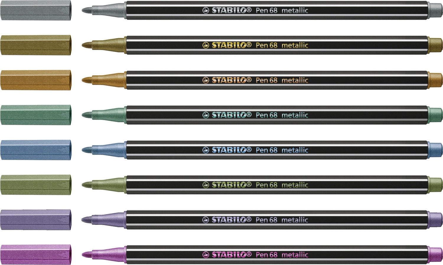 STABILO Pen 68 metallic - Pennarello Premium Metallizzato - Scatola in metallo da 8 pz - Colori assortiti