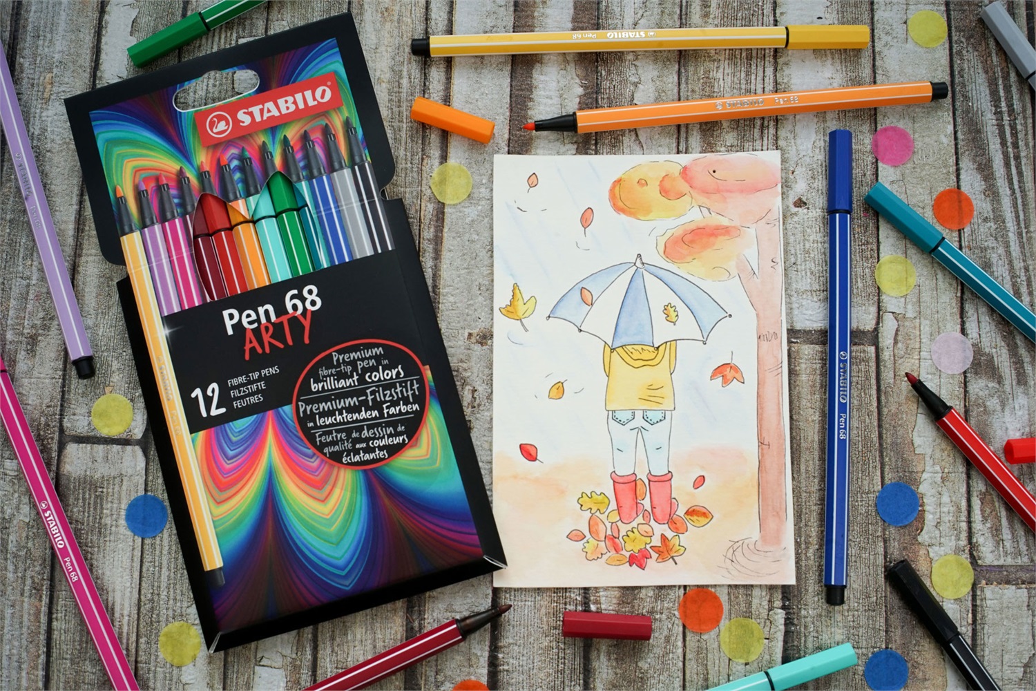 Stabilo Pen 68 - Pennarello Premium ARTY - Astuccio da 12 colori assortiti - Tratto 1 mm - Resistente fino a 24 ore