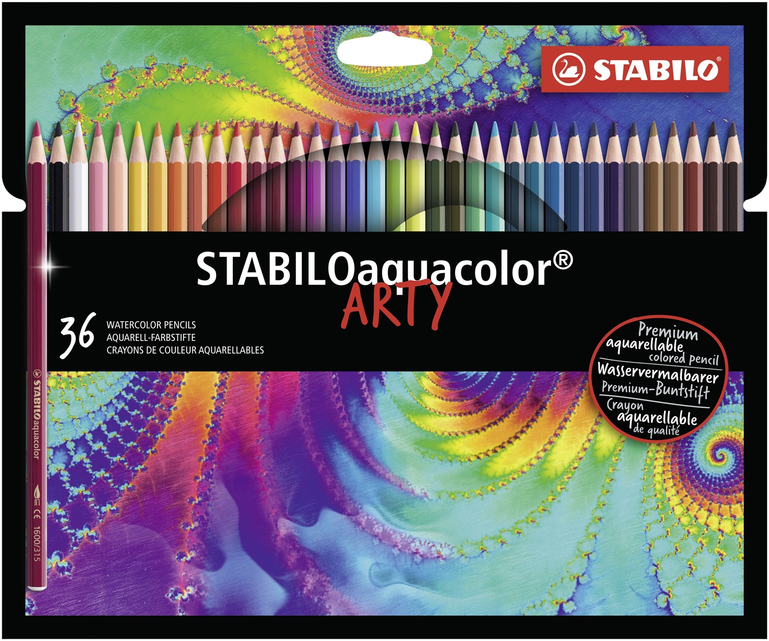 STABILO Matita Colorata Acquerellabile ARTY - Astuccio da 36 Colori Assortiti, Spessore Tratto 2,8 mm, Alta Qualità