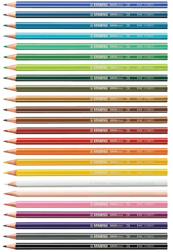 STABILO GREENcolors - Matita colorata Ecosostenibile - ARTY - Astuccio da 24 colori assortiti - Fusto esagonale in legno certificato FSC