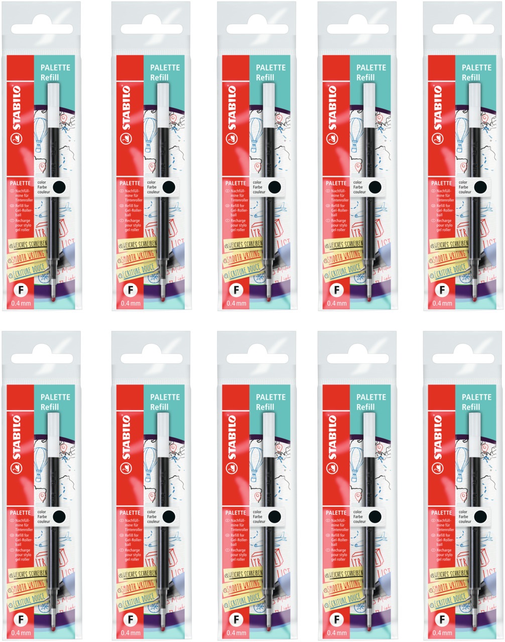 STABILO PALETTE Refill Gel per Roller a Sfera - Nero - Tratto 0.4 mm e 0.7 mm - Inchiostro Super-scorrevole