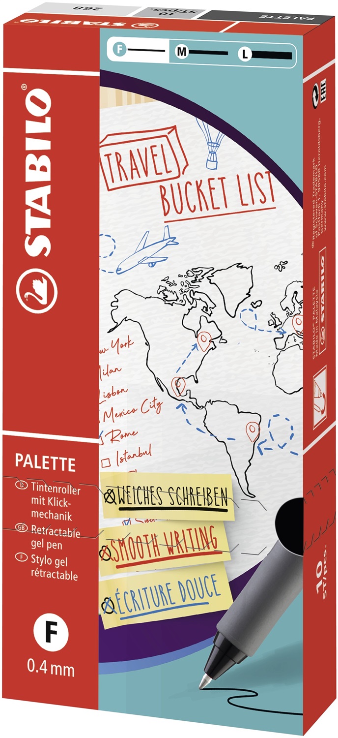 Stabilo PALETTE Penna Roller a Scatto Blu - Tratto F (0,4 mm) - Confezione da 10 pz