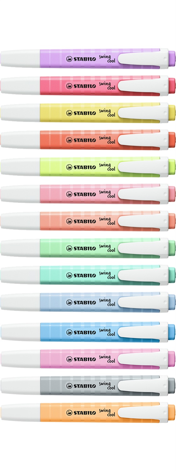 STABILO Swing Cool Pastel Evidenziatore Lime - Punta A Scalpello, Tratto 1-4 mm, Anti-Dry-Out, Fusto Trasparente