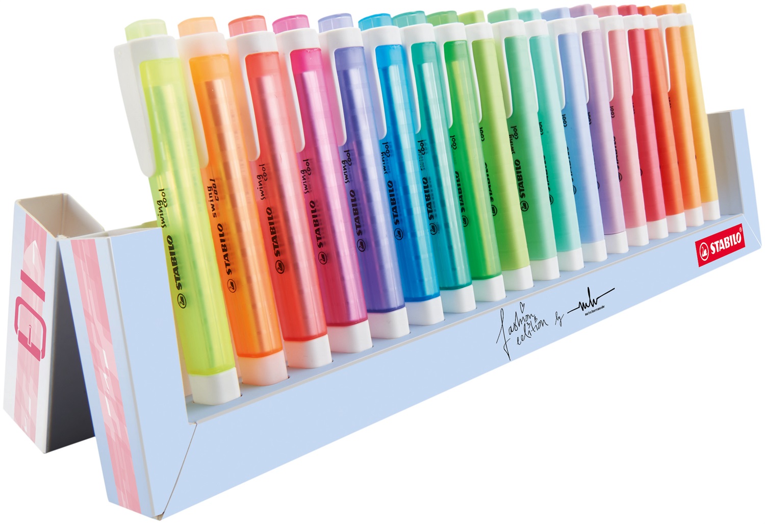 STABILO Evidenziatore Swing Cool Desk-Set - 18 Colori Assortiti (8 Neon 10 Pastel) - Design Elegante e Sostenibile