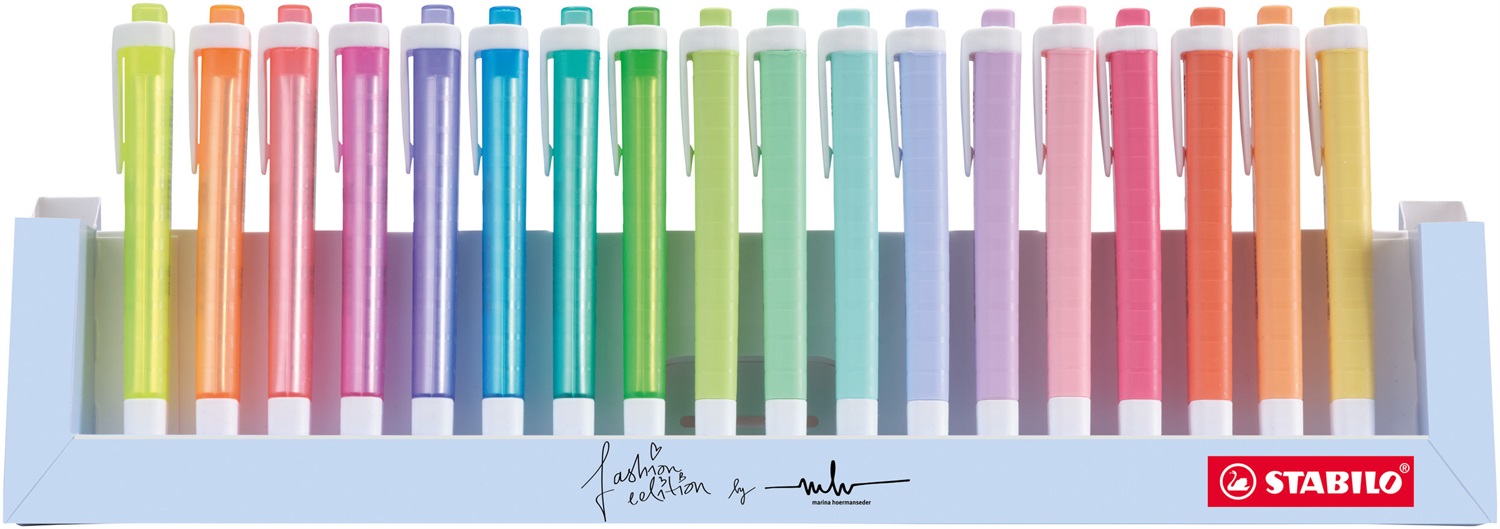 STABILO Evidenziatore Swing Cool Desk-Set - 18 Colori Assortiti (8 Neon 10 Pastel) - Design Elegante e Sostenibile