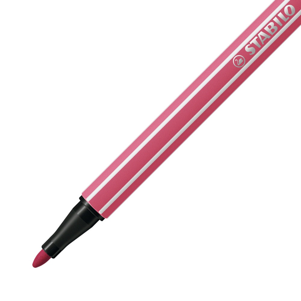 STABILO Pen 68 Pennarello Rosso Fragola 1 mm - Punta in Fibra, Inchiostro a Base d'Acqua, Resistente fino a 24 Ore