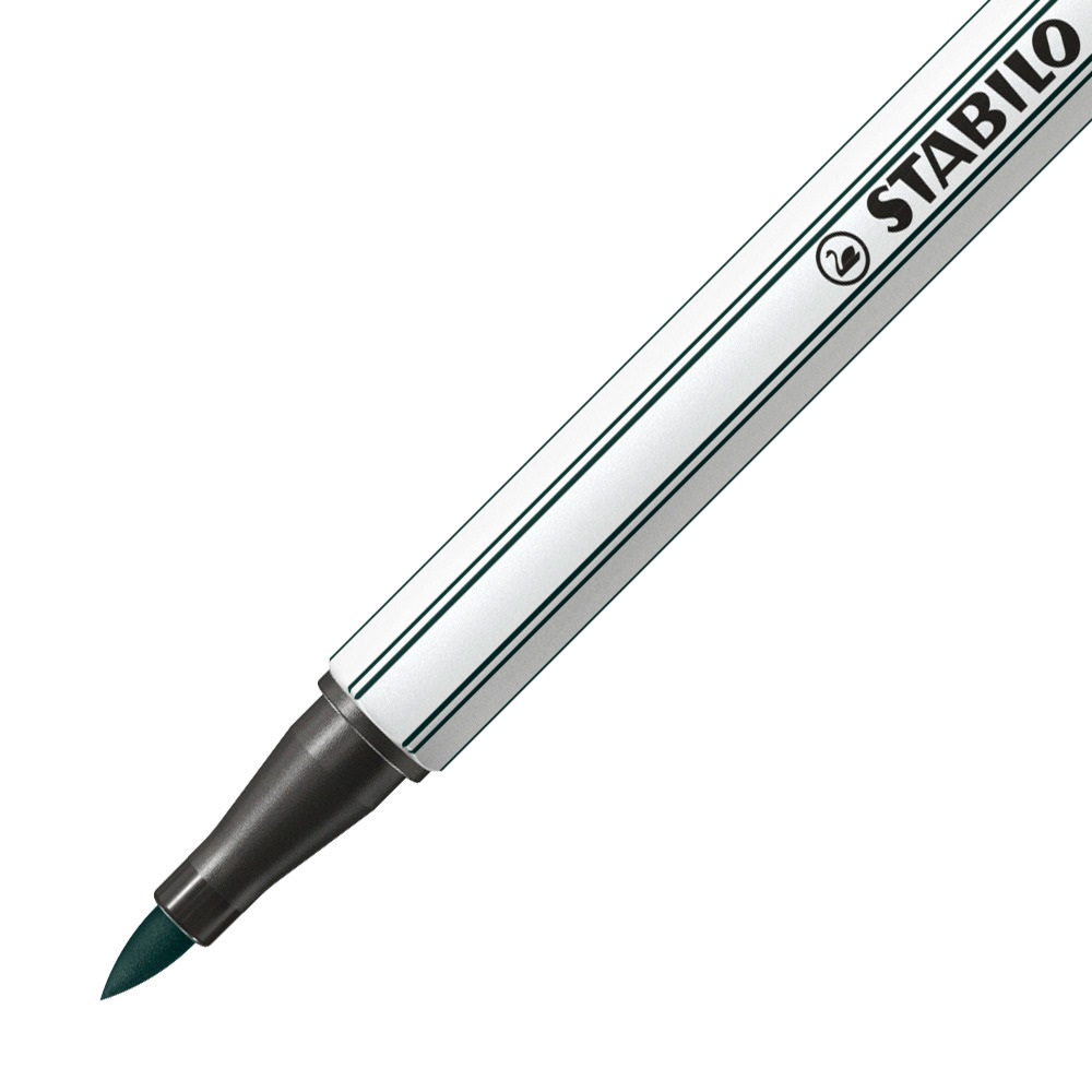 STABILO Pen 68 brush - Pennarello a punta a pennello M 1 mm verde terra 568/63 per hand lettering