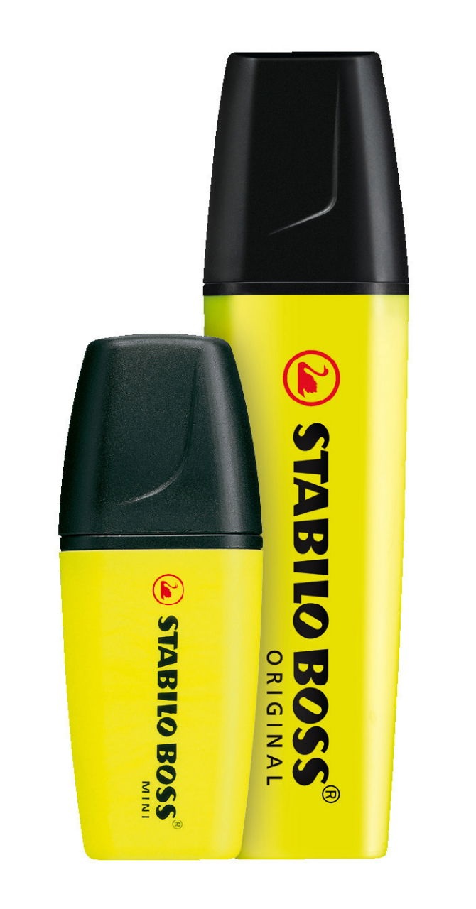 STABILO BOSS MINI - Evidenziatore 5 pz con Punta Smussata in Giallo, Arancione, Rosa, Verde e Blu - Tecnologia Anti-Dry-Out