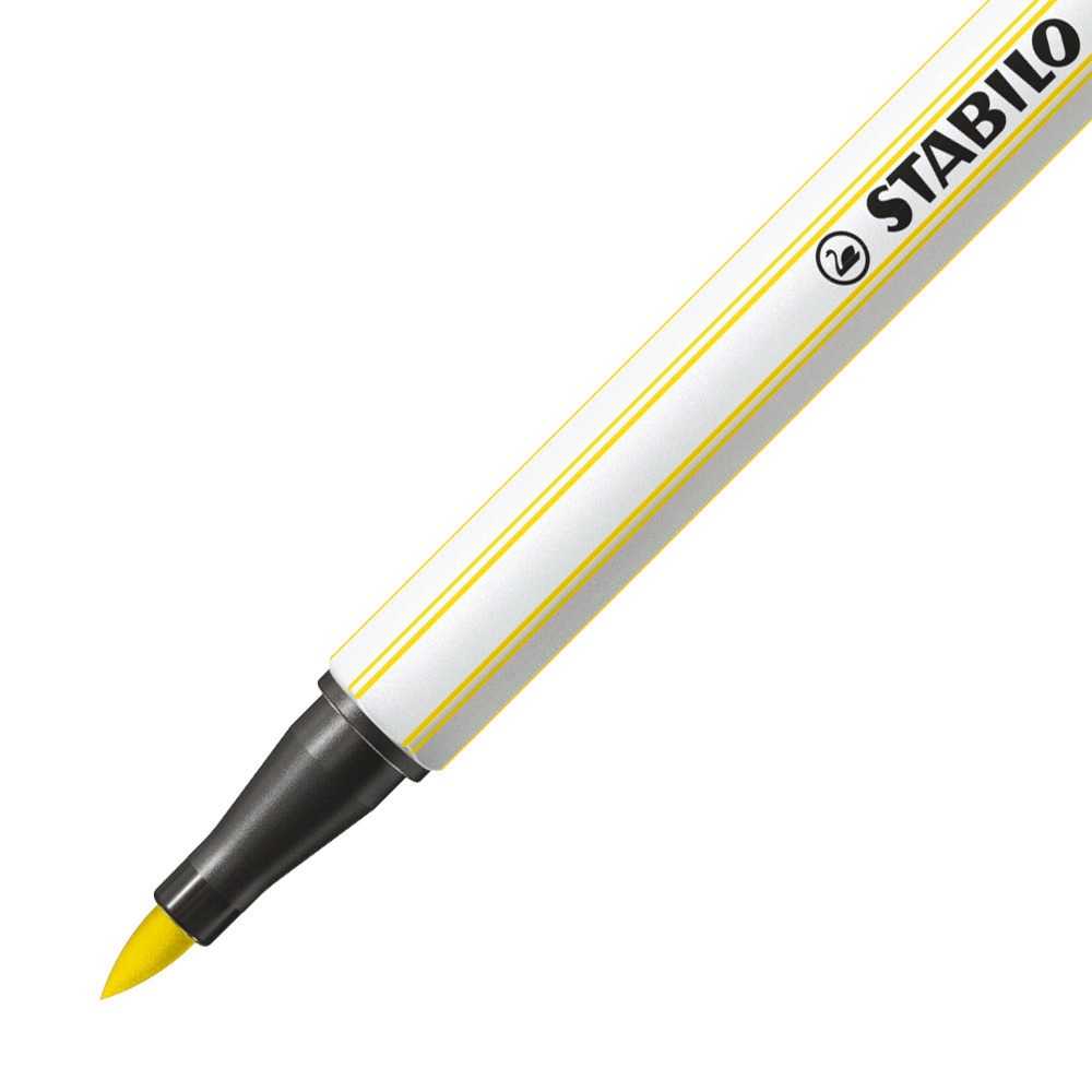 STABILO Pen 68 brush - Pennarello a punta a pennello M 1 mm giallo limone - 568/24