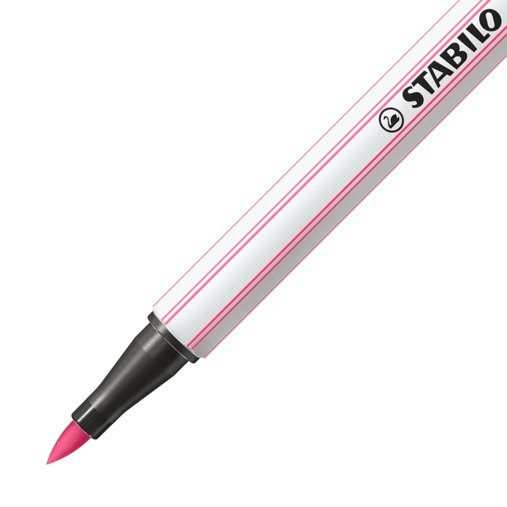 STABILO Pen 68 brush - Pennarello a punta pennello M 1 mm rosa per hand lettering