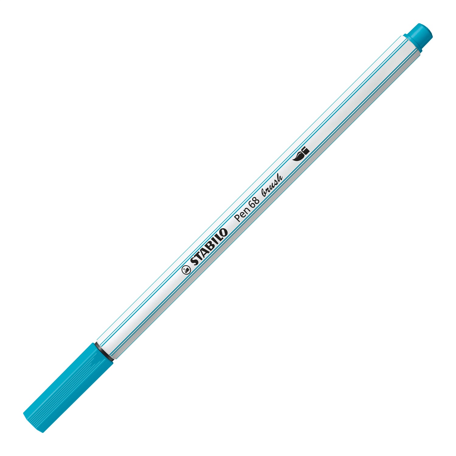 STABILO Pen 68 brush - Pennarello Azzurro Chiaro con Punta a Pennello - Spessore M 1 mm