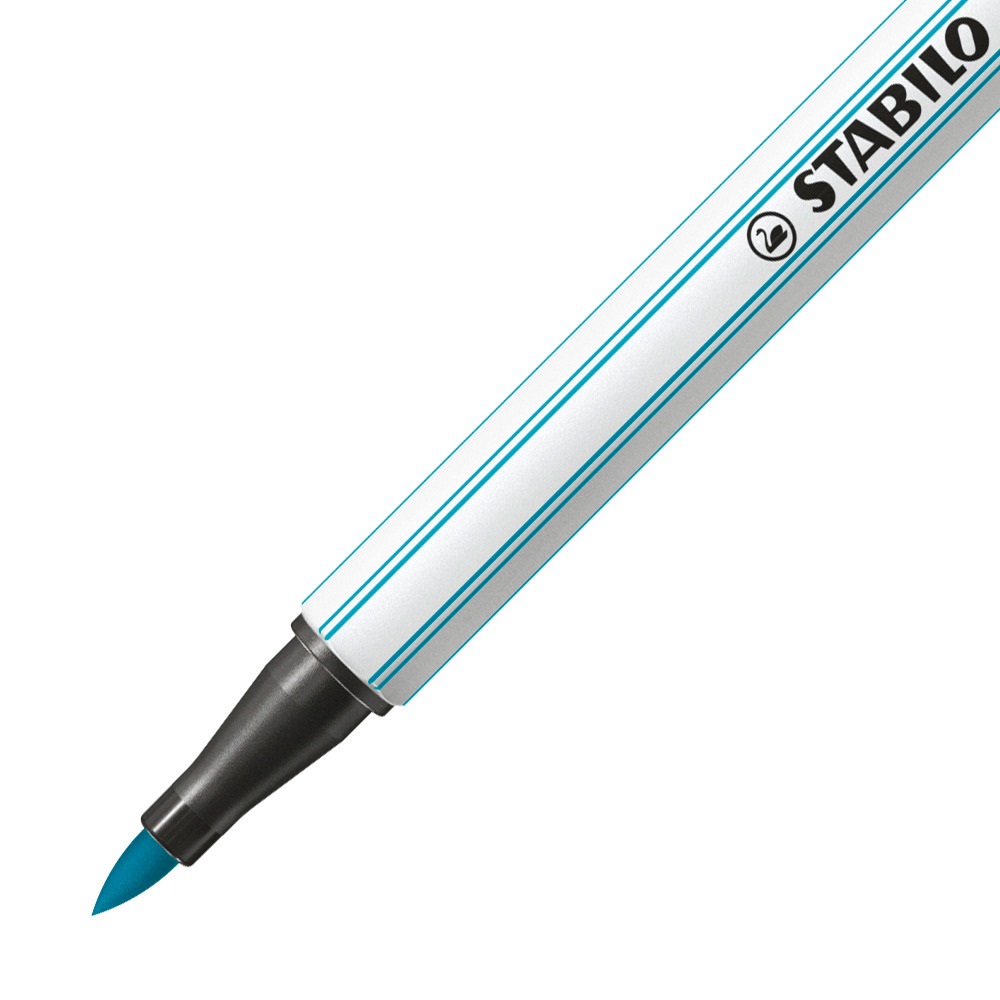 STABILO Pen 68 brush - Pennarello Azzurro Chiaro con Punta a Pennello - Spessore M 1 mm