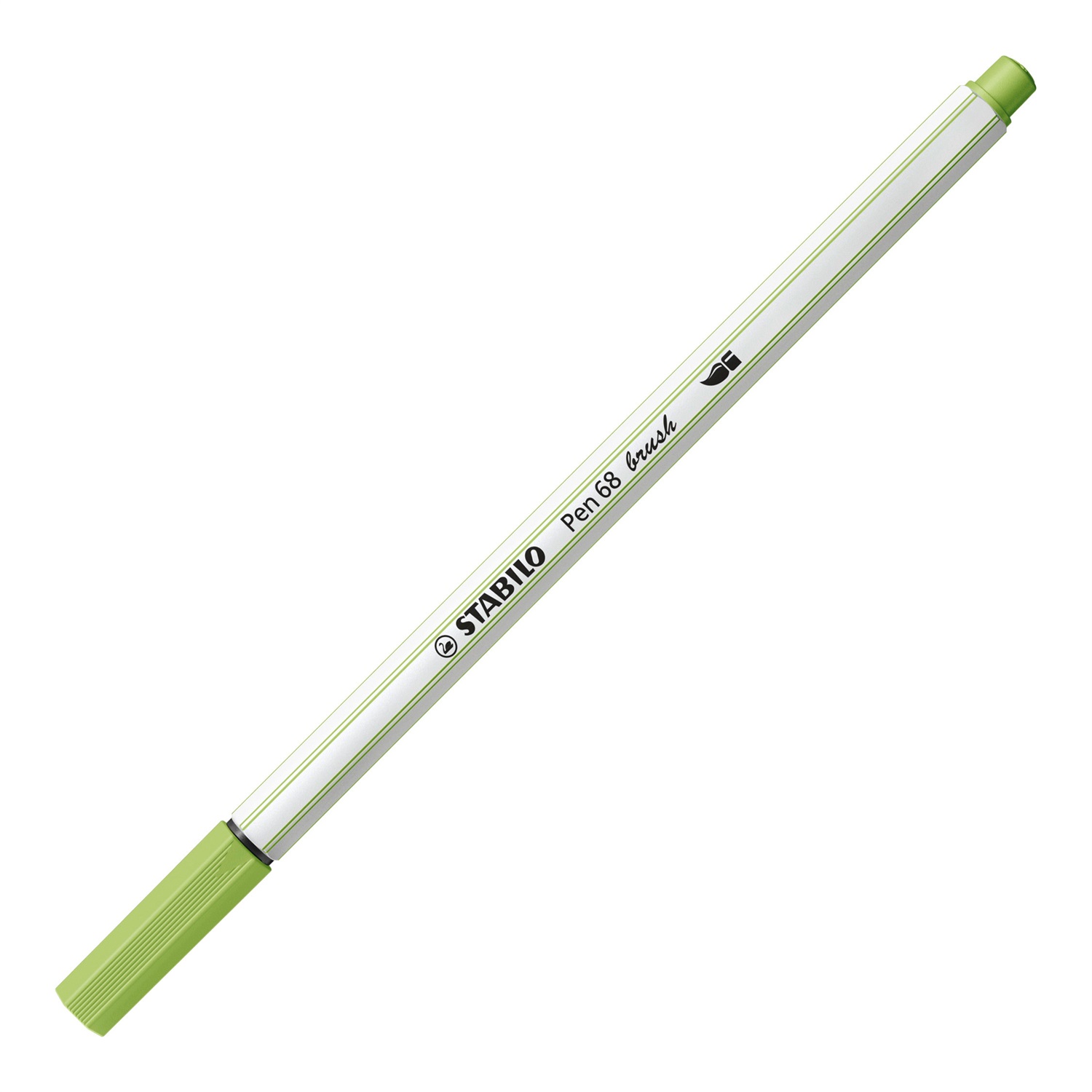 STABILO Pen 68 brush - Pennarello Verde Pistacchio con Punta a Pennello M 1 mm per Hand Lettering e Acquarello