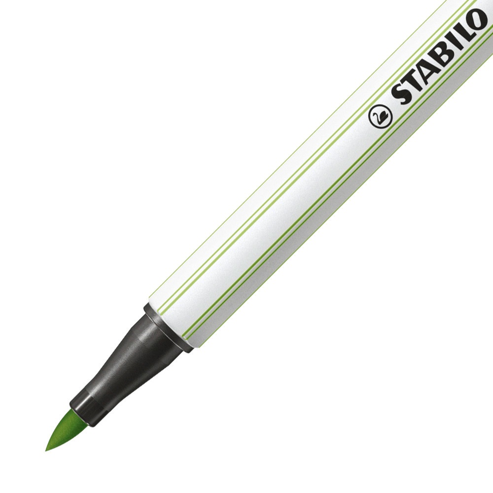 STABILO Pen 68 brush - Pennarello Verde Pistacchio con Punta a Pennello M 1 mm per Hand Lettering e Acquarello