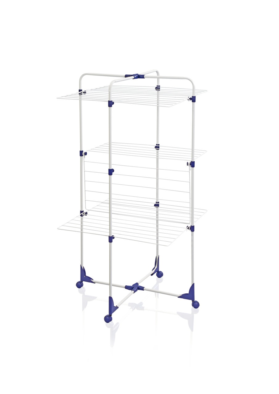 Leifheit 81454 Stendibiancheria Classic Tower 270, Metallo Bianco, 27 m, Pieghevole, Tre Ripiani