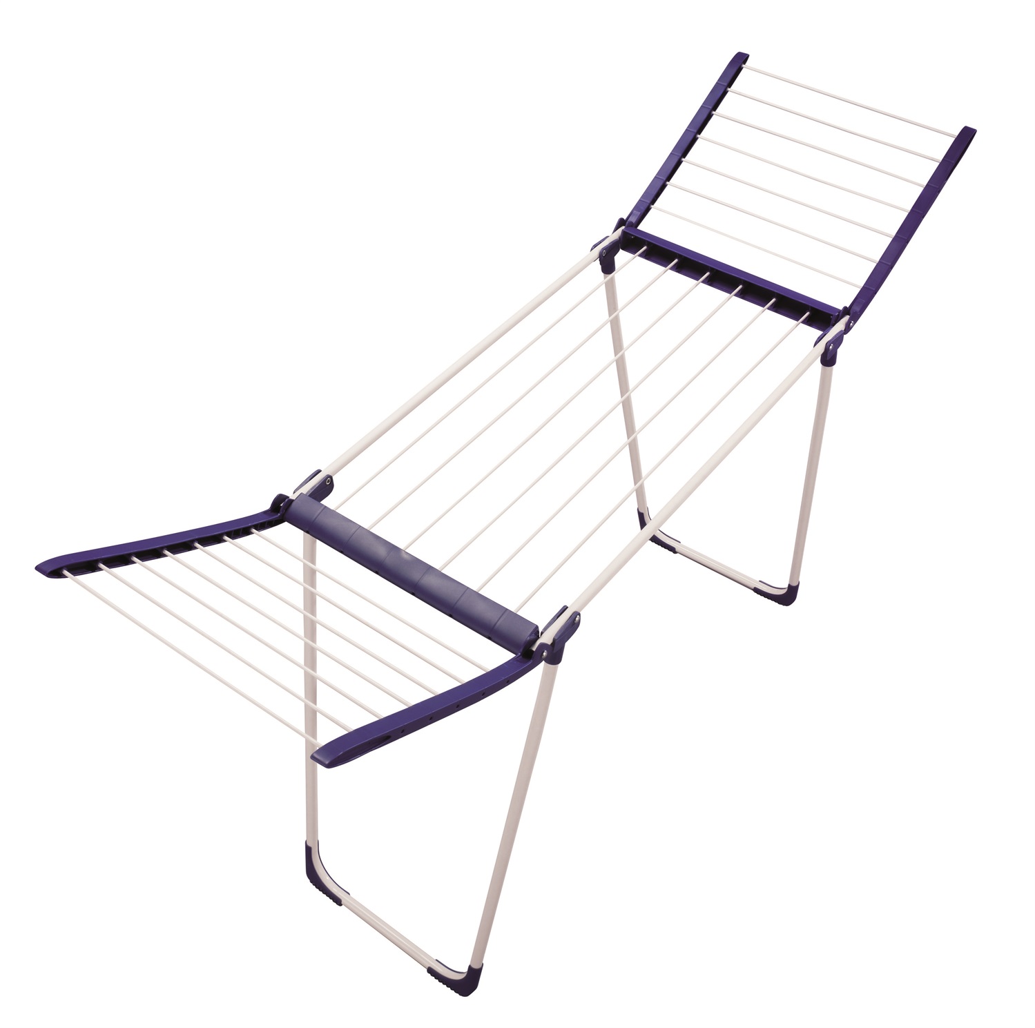 Leifheit Pegasus 180 Solid Plus Stendibiancheria da pavimento Estensibile con Ali Pieghevoli e Porta Mollette - Blu, Argento