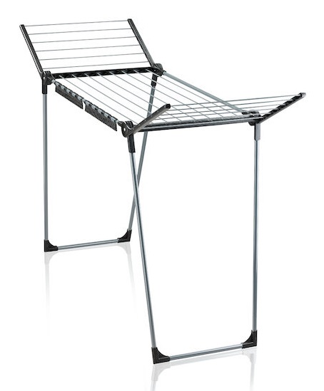 Leifheit Pegasus 150 Solid Black Edition Stendibiancheria Nero - Design Compatto, Ali per Capi Lunghi, Struttura Stabile