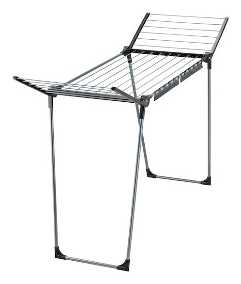 Leifheit Pegasus 150 Solid Black Edition Stendibiancheria Nero - Design Compatto, Ali per Capi Lunghi, Struttura Stabile