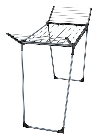 Leifheit Pegasus 150 Solid Black Edition Stendibiancheria Nero - Design Compatto, Ali per Capi Lunghi, Struttura Stabile