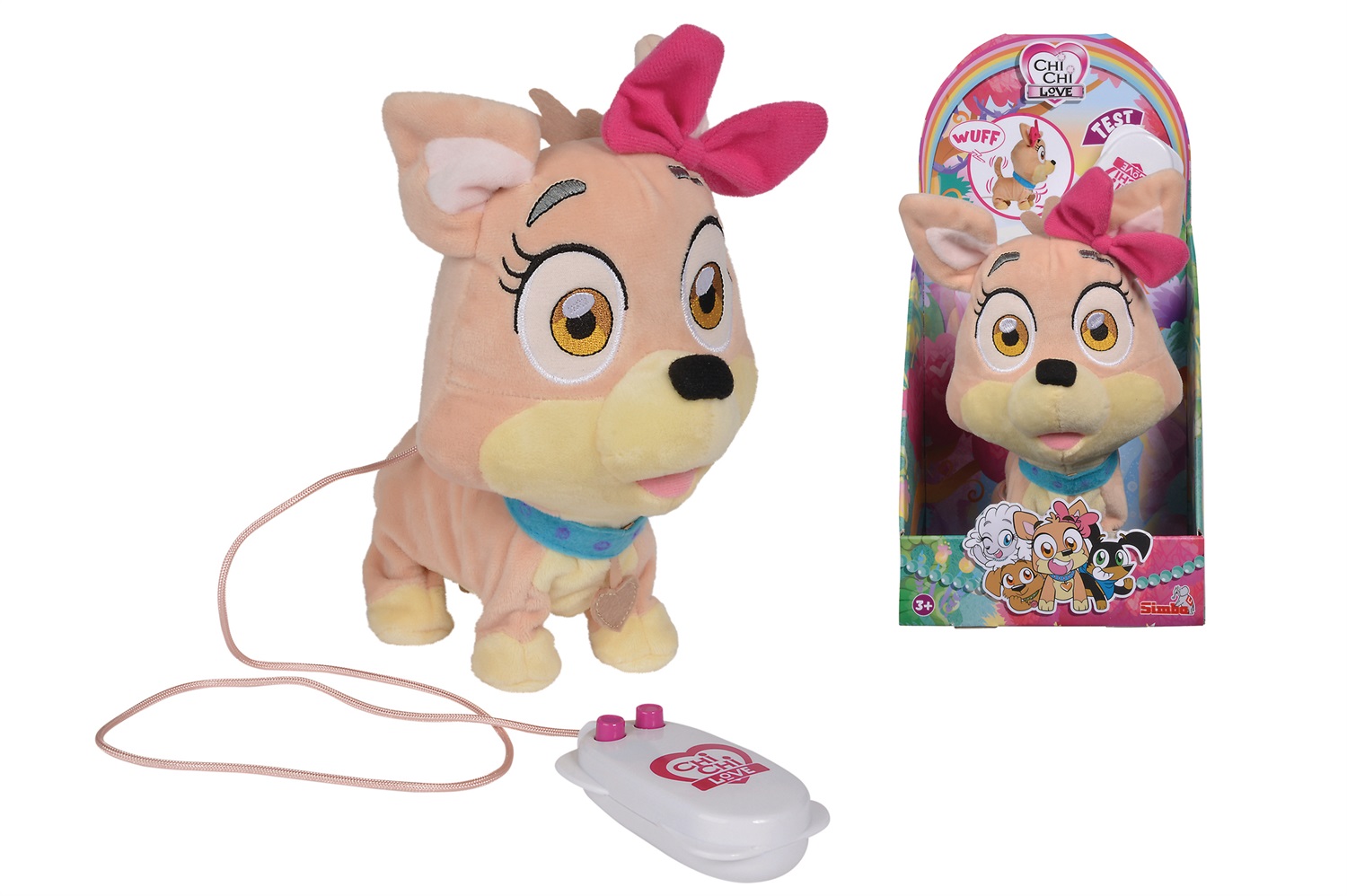 Simba Chi Chi Love Filoguidato - Peluche 25 cm, Risponde ai Comandi, Cammina, Abbaia e Scodinzola, Età 3