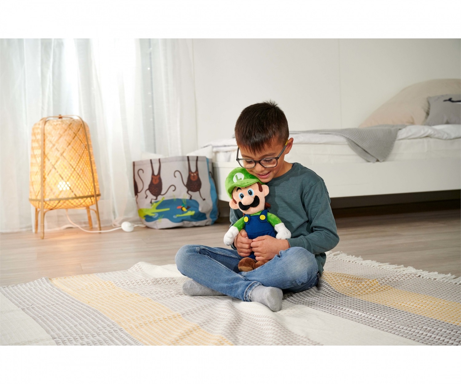 Simba Peluche Super Mario Luigi 30 cm - Morbido, Adatto dai Primi Mesi di Vita