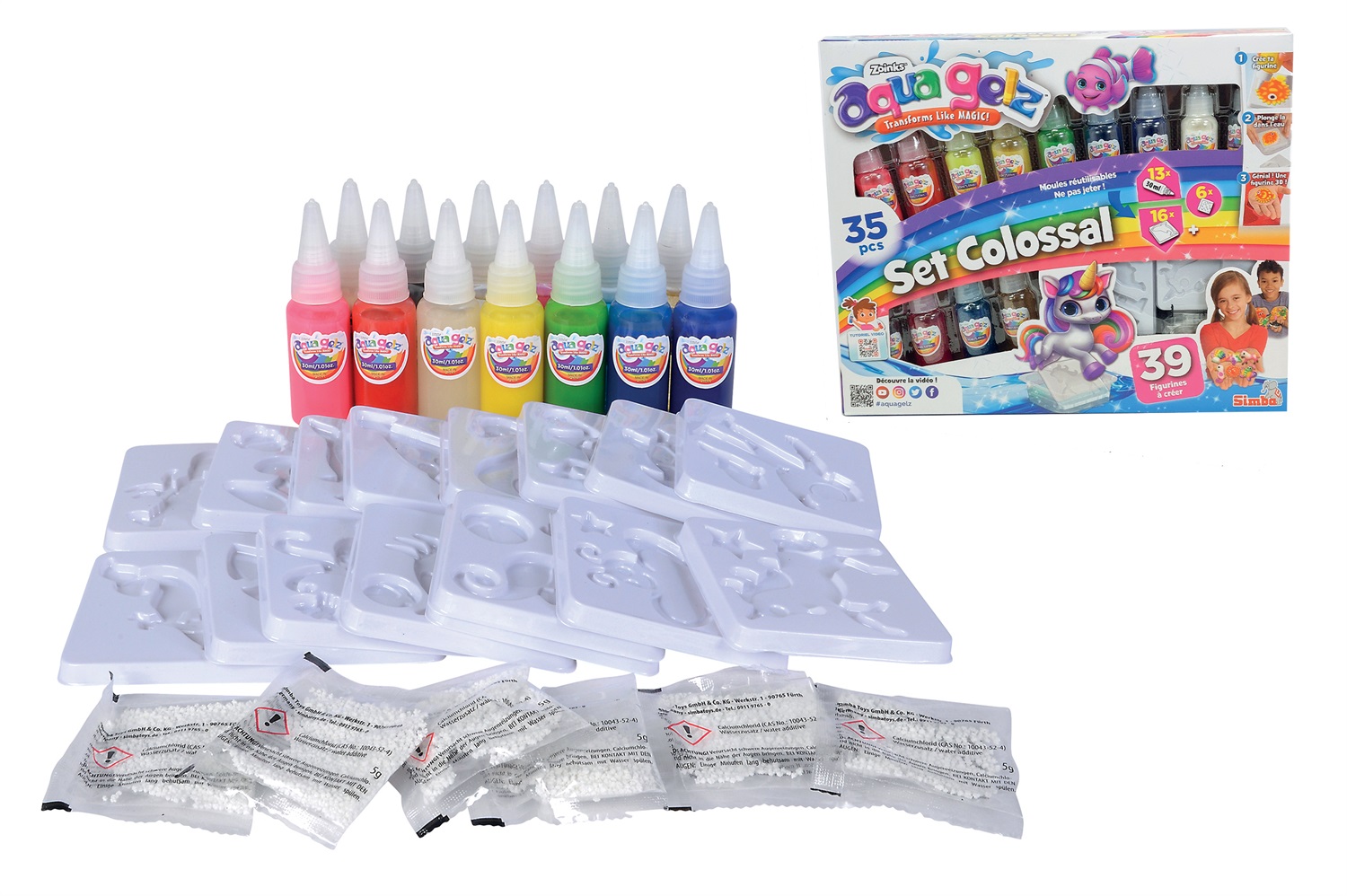 Simba Aqua Gelz Set Colossal - Kit creativo per bambini per la creazione di figure 3D con tubi di gel - Età da 8 anni