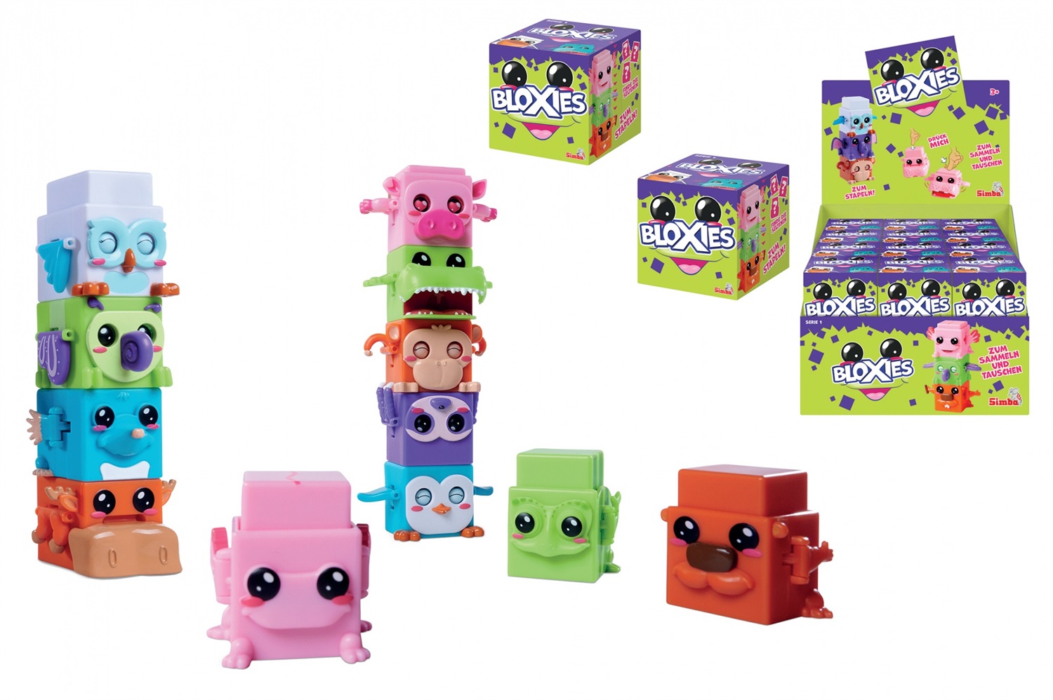 Simba Bloxies - Personaggi Impilabili e Collezionabili con Movimento, 18 Modelli Assortiti, Small, 105952625