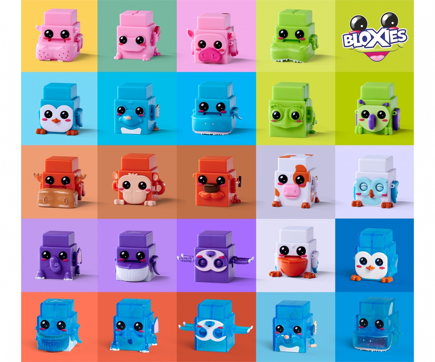 Simba Toys Bloxies 105952627 - Set di Costruzione con 4 Pezzi di Animali Impilabili per Bambini dai 3 Anni