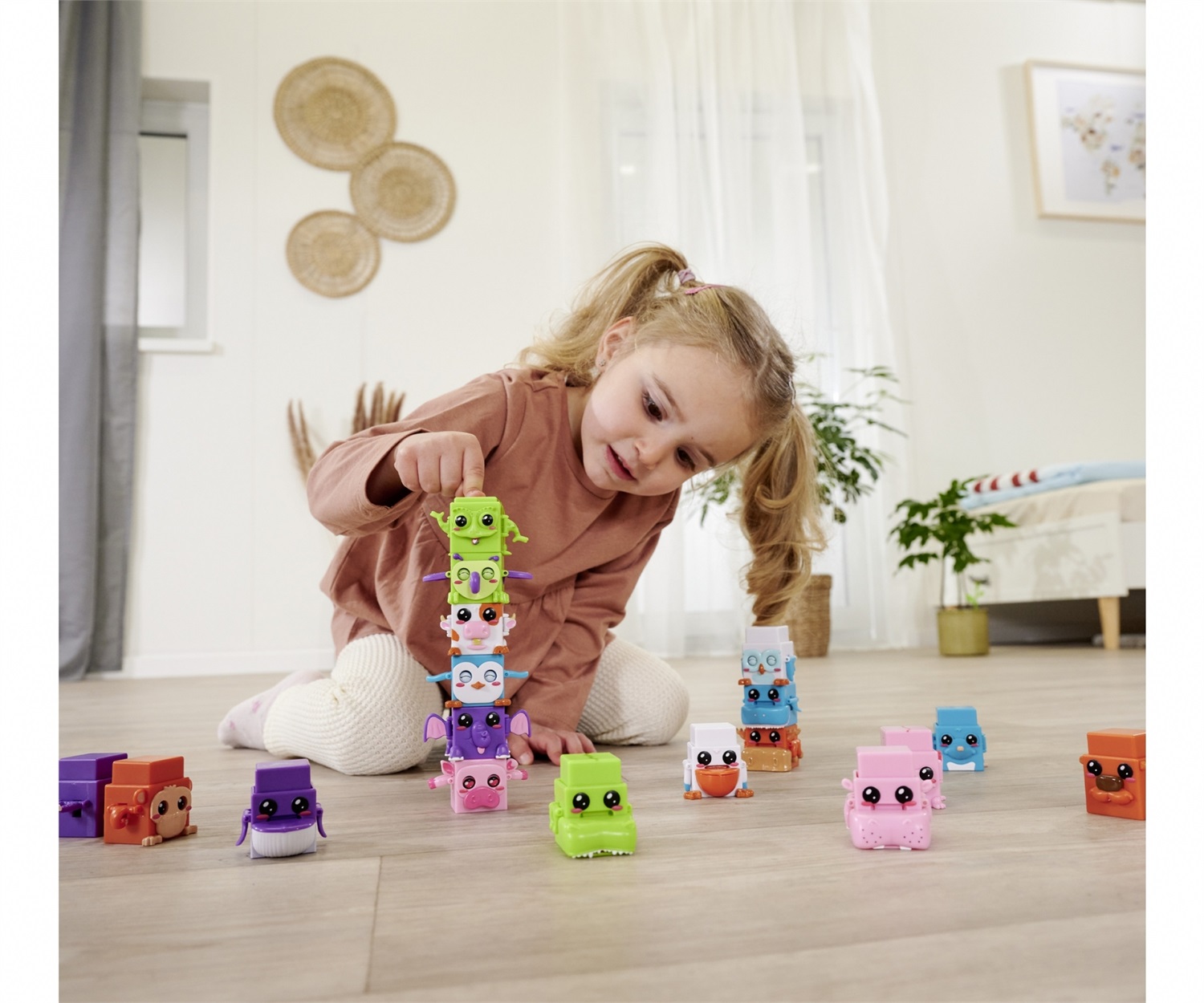 Simba Toys Bloxies 105952627 - Set di Costruzione con 4 Pezzi di Animali Impilabili per Bambini dai 3 Anni