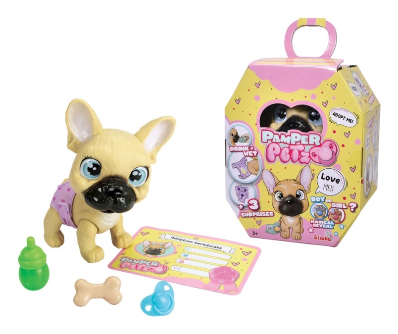 Simba Pamper Petz Bulldog Francese - Gioco Elettronico Interattivo con Accessori, Gender Reveal e Certificato di Adozione, 3 Anni