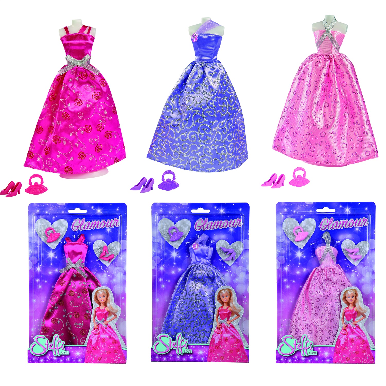 Simba Steffi Love Abiti Glamour - Due Modelli Assortiti per Bambole da 29 cm, Adatti dai 3 Anni