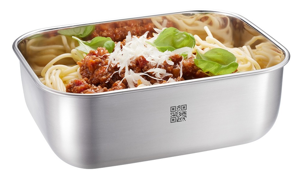 GEFU Provido Contenitore Salvafreschezza Rettangolare 1,3 L, Ermetico e A prova di Perdite, Acciaio Inox e Plastica