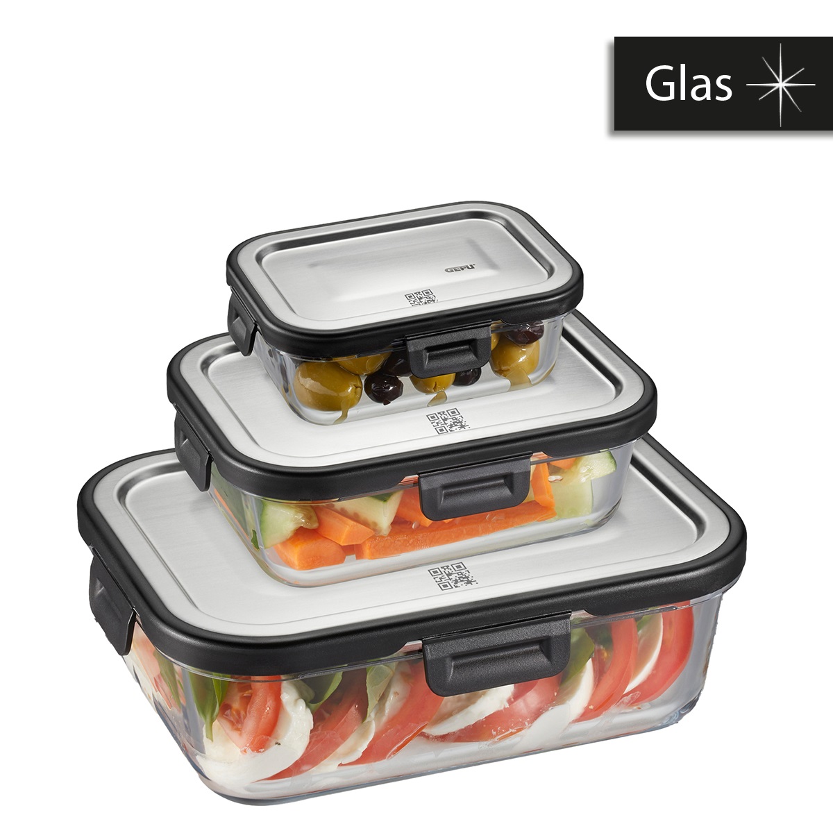GEFU 12799 recipiente per cibo Rettangolare Set Trasparente 3 pz