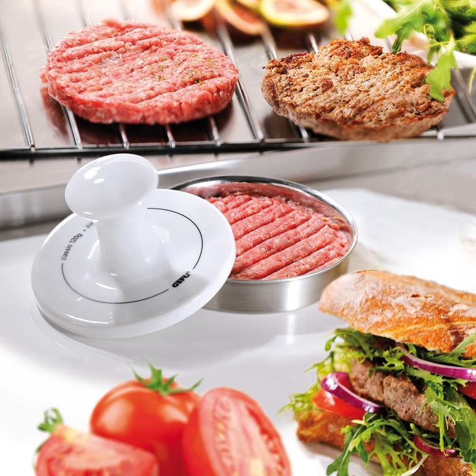 Gefu Pressa per Hamburger in Acciaio Inox - Facile e Veloce per Hamburger Perfetti