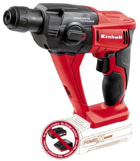 Einhell TE-HD 18 Li-Solo Martello Tassellatore a Batteria 18V, 1,39 kg, 3 Funzioni, Ioni di Litio, 0-1100 Giri/min, 0-5700 Percussioni/min, Energia di Percussione 1,2 J