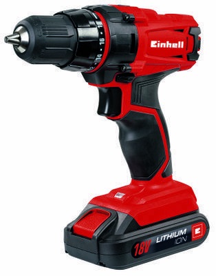 Einhell TC-CD 18-2 Li Trapano Avvitatore a Batteria 18V, 1,5Ah Li-Ion, 2 Velocità, 38Nm, Mandrino Senza Chiave, Impugnatura a Pistola, Rosso e Nero