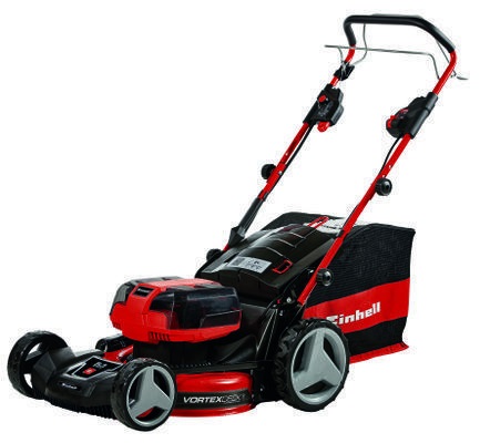 Einhell GE-CM 36/47 S HW Li - Tagliaerba Semovente a Batteria 4x18V/4Ah, Larghezza di Taglio 47 cm, Acciaio Smaltato, Superficie Max 700 m²