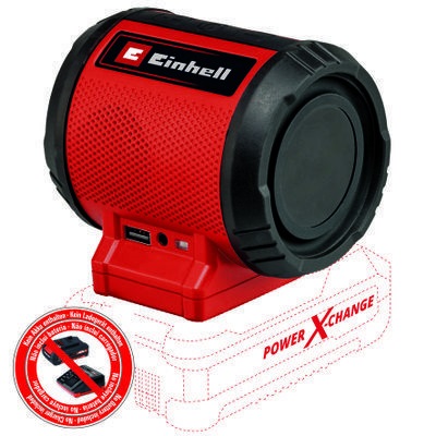 Einhell TC-SR 18 Li BT - Solo Altoparlante a Batteria Power X-Change (18V, Bluetooth, USB 5V - 2A, Uscita AUX, Potenza 2 x 3W, 85 dB)
