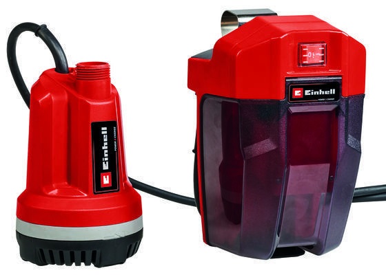 Einhell GE-PP 18 RB Li - Pompa sommersa per acque chiare - Batteria 18V 2,5 Ah, Portata 3000 L/h, Prevalenza 20 m, Profondità max 4 m