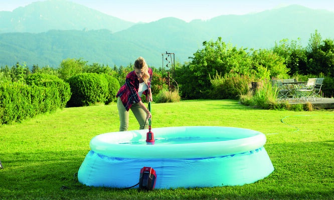 Einhell GE-SP 18 Li - Pompa sommersa per acque chiare a batteria Power X-Change (18V, 8 m di prevalenza, 5000 l/h, profondità max immersione 4 m)