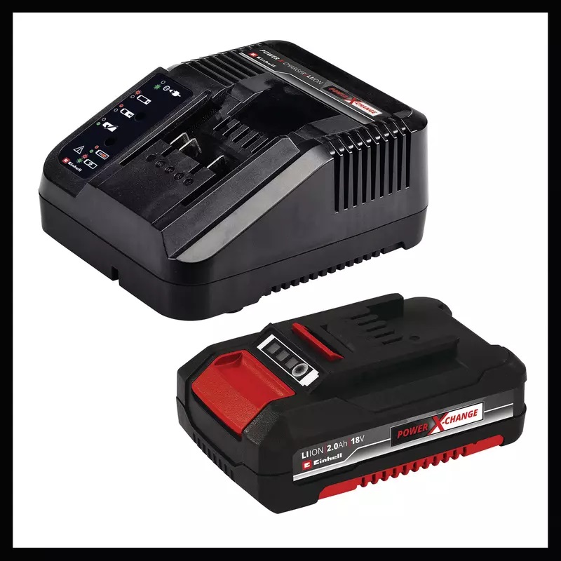 Einhell TE-CD 18/45 Trapano avvitatore a batteria Power X-Change con mandrino amovibile, attacco angolare ed eccentrico, 1x2,0 Ah e 22 accessori