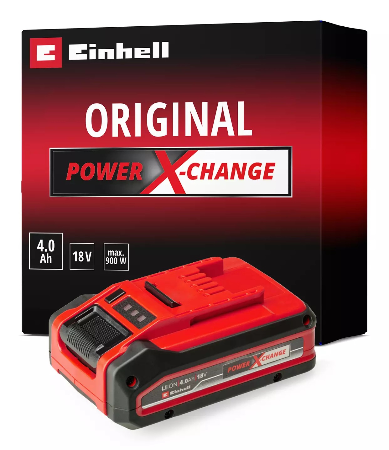Einhell Power-X-Change Plus Batteria 18V 4.0Ah Agli Ioni di Litio con Display LED e Custodia Gommata