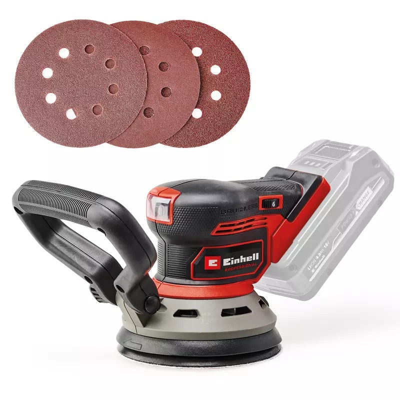 Einhell TP-RS 18/32 Li BL-Solo - Levigatrice Eccentrica a Batteria 18V Brushless con Disco Abrasivo da 125mm e Circuito Oscillante da 3,2mm