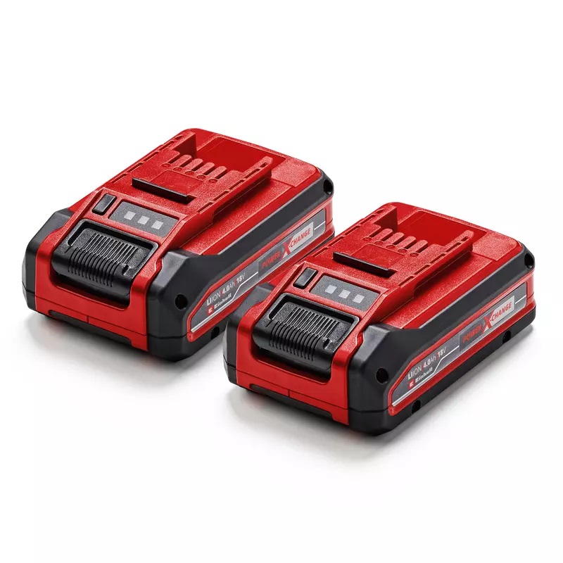 Einhell Batteria Power-X-Change Twinpack 18V 4.0Ah - 2pz, Ioni di Litio, Spia Livello di Carica