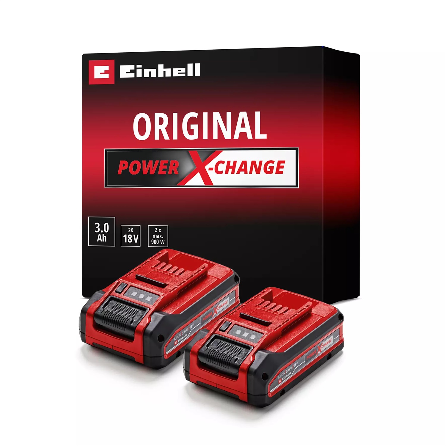 Einhell Batteria Power X-Change PLUS TWIN-PACK 18V 3,0Ah (2 pezzi, ioni di litio, universale, spia livello di carica)